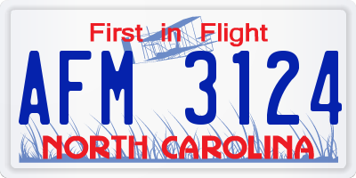 NC license plate AFM3124