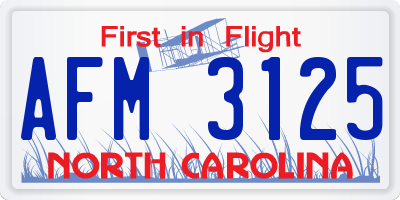 NC license plate AFM3125