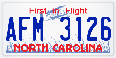 NC license plate AFM3126