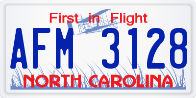 NC license plate AFM3128