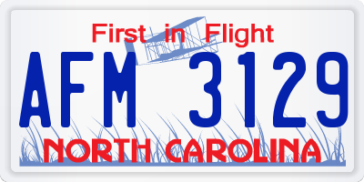 NC license plate AFM3129