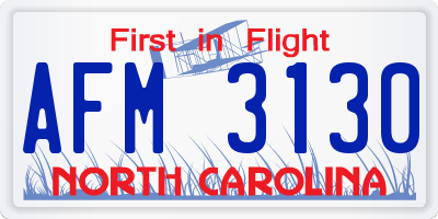 NC license plate AFM3130