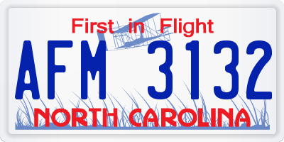 NC license plate AFM3132