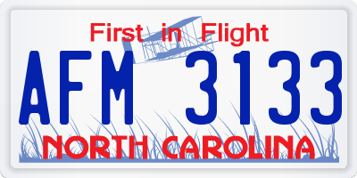 NC license plate AFM3133