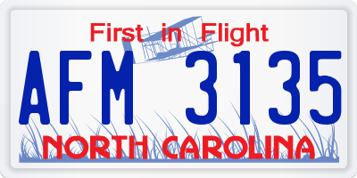 NC license plate AFM3135