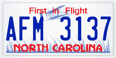 NC license plate AFM3137