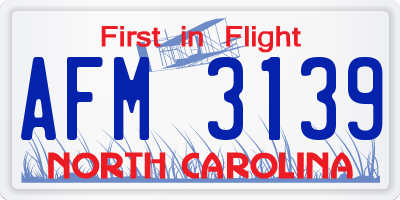 NC license plate AFM3139