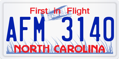 NC license plate AFM3140