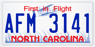 NC license plate AFM3141