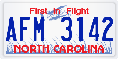 NC license plate AFM3142