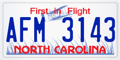 NC license plate AFM3143
