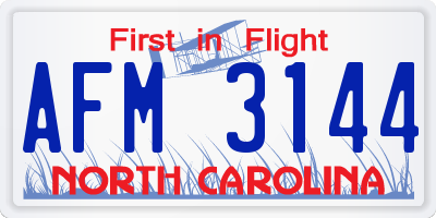 NC license plate AFM3144