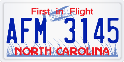 NC license plate AFM3145