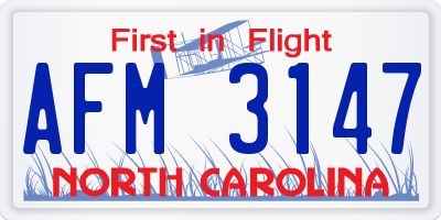 NC license plate AFM3147
