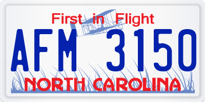NC license plate AFM3150