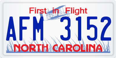 NC license plate AFM3152