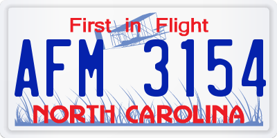 NC license plate AFM3154