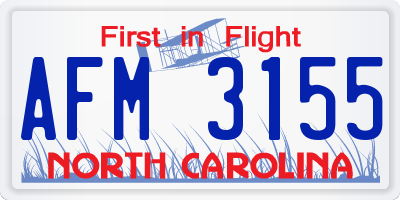 NC license plate AFM3155