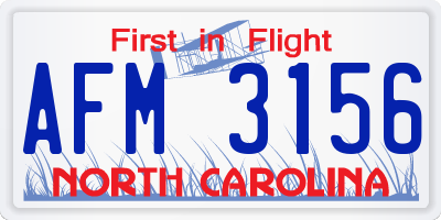 NC license plate AFM3156