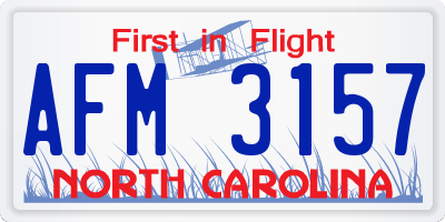 NC license plate AFM3157