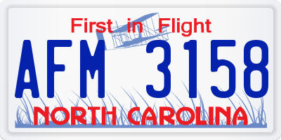 NC license plate AFM3158