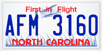 NC license plate AFM3160