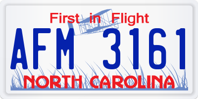 NC license plate AFM3161