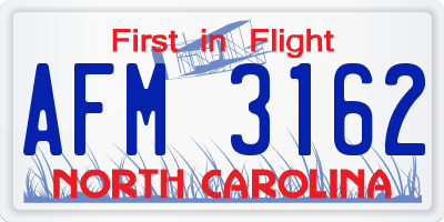 NC license plate AFM3162