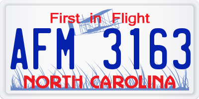 NC license plate AFM3163