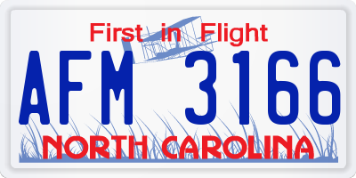 NC license plate AFM3166