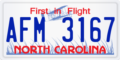 NC license plate AFM3167