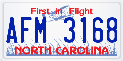 NC license plate AFM3168