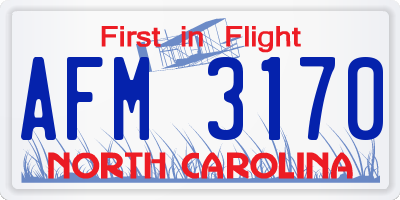 NC license plate AFM3170
