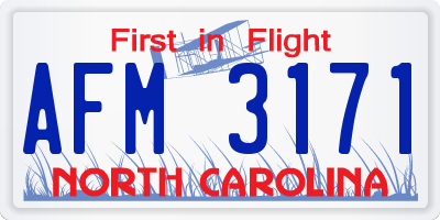 NC license plate AFM3171