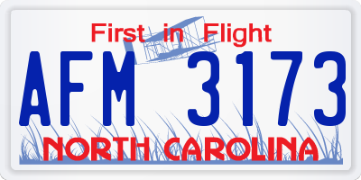 NC license plate AFM3173