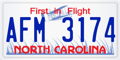 NC license plate AFM3174