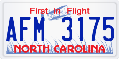 NC license plate AFM3175