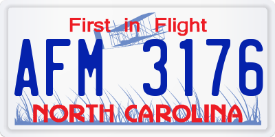 NC license plate AFM3176