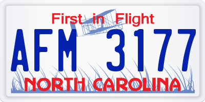 NC license plate AFM3177