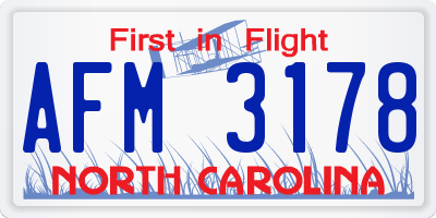 NC license plate AFM3178