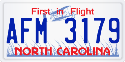 NC license plate AFM3179