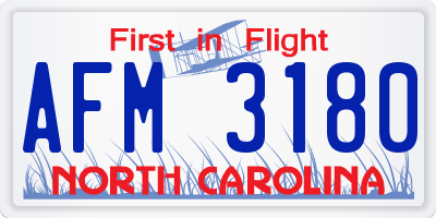 NC license plate AFM3180