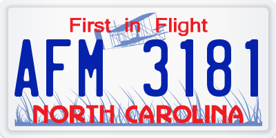NC license plate AFM3181