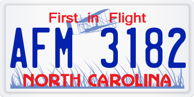 NC license plate AFM3182