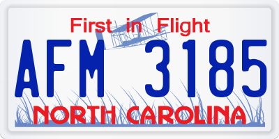 NC license plate AFM3185