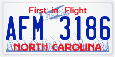 NC license plate AFM3186