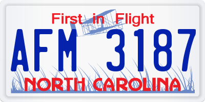 NC license plate AFM3187