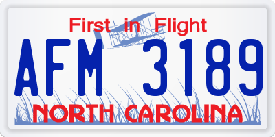 NC license plate AFM3189