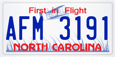 NC license plate AFM3191