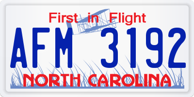 NC license plate AFM3192